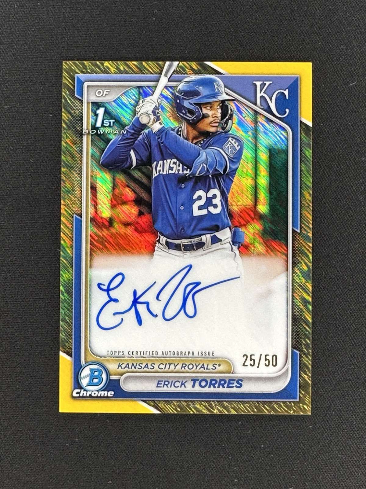 2024 Bowman Chrome Erick Torres Gold Shimmer Auto /50 #CPA-ET Royals