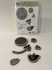 Stampin Up Betsy's Blossoms Set of 6 Rubber Cling Stamps