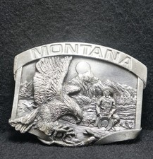 WK17132 REALLY NICE VINTAGE 1984 MONTANA STATE COMMEMORATIVE BELT BUCKLE