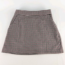 Abercrombie Fitch Mini Skirt XS Black Burgundy Houndstooth Plaid A-Line