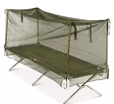 US MILITARY SPEC Insect Bar / Mosquito Net + 4 Poles for Cot Tent Camping Hiking