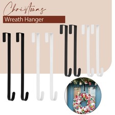 2pcs Christmas Wreath Hanger Over Door Metal Hook For Floral Garland Decorations