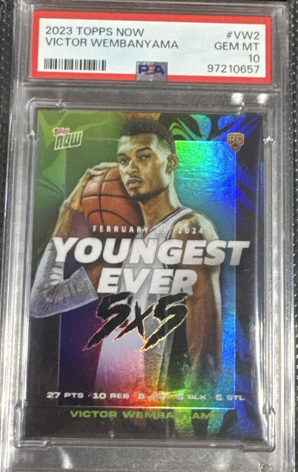 2023-24 Topps Now Victor Wembanyama Victor Wembanyama #VW-2 /29675 (RC) PSA 10