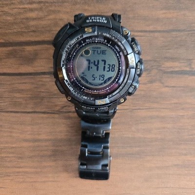 CASIO PRO TREK Digital Armbanduhr Multi Band 200m Wasserdicht Edelstahl