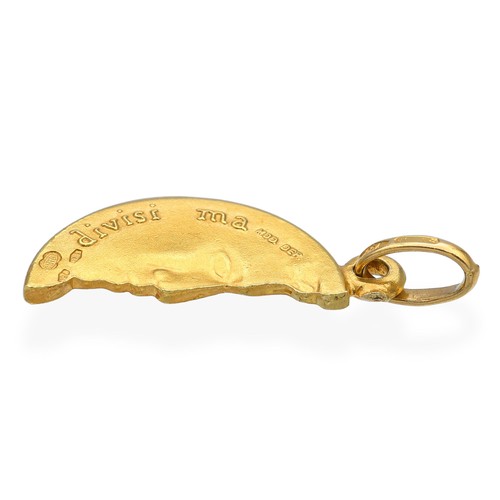 Uno A-Erre 18k Yellow Gold Italian Romantic Love Token Moon Charm Pendant - 第 4/5 張圖片