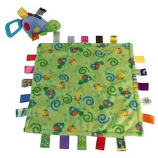 Taggies Baby Security Blanket Turtle Clip On Toy Set Green Yellow Swirl Lovey