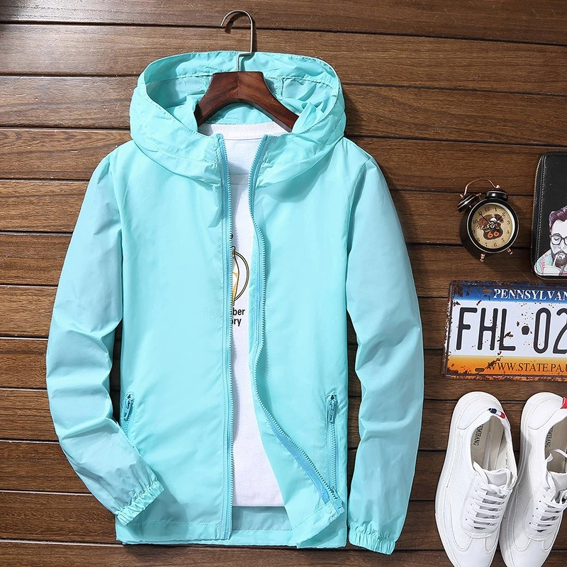 Sports Men's Jacket Light Coat Hoodie Tops Windbreaker ZIPPER Waterproof Outwear - Image 4 of 4