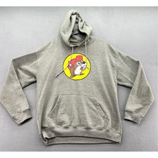 Buc-ee's Sweatshirt Mens XL Beaver Logo Hoodie Heather Gray Pullover
