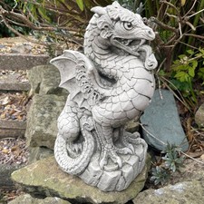 Stone Garden Dragon Ornament Statue Mythical Outdoor Patio Decor Gothic