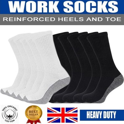 Herren Erwachsene Arbeitssocken 12 Paar Sport Baumwolle Polster Stiefelsocken Größe UK 6 11