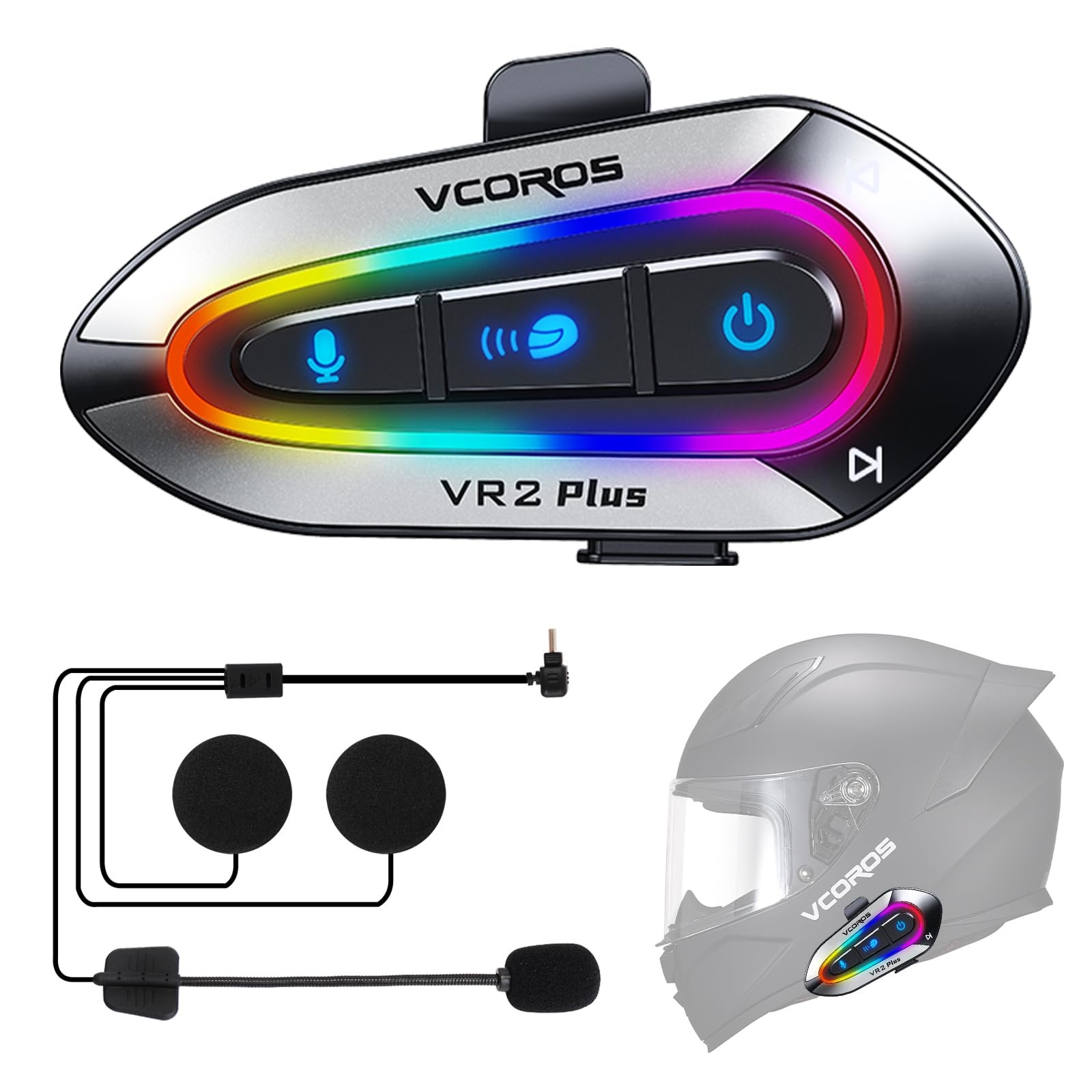 Interfono Moto VR2 Plus,Interfono Casco Sistema di Comunicazione per 2 (w8q)