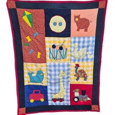 Vintage Handmade Baby Quilt Patchwork Cottagecore Nursery Crib Throw Play Mat