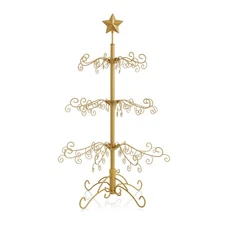 Ornament Display Stand - 3' Gold Wrought Iron Christmas Tree Ornament Holder