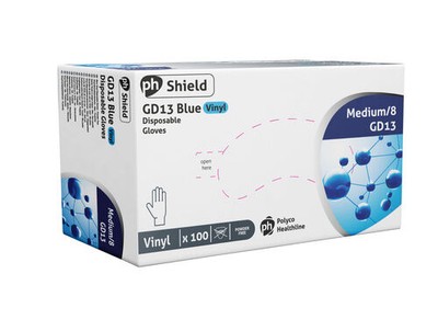 3er Box mit 100 (300) - Shield blau puderfreie Vinylhandschuhe Einweg (kein Latex)