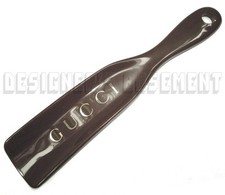 GUCCI signature Brown with Silver LOGO Unisex SHOE HORN Shoe Spoon NEW 