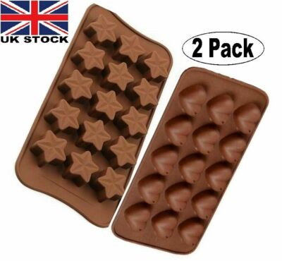 (2er Pack) Herz mit Grübchen & Stern Silikon Schokoladenform Valentinstag Geschenk