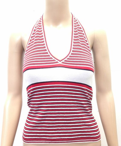 Neu $ 469 Dolce & Gabbana Damen rot weiß gestreift ärmelloses Neckholder Tank Top L
