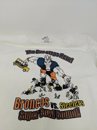 Denver Broncos Vs. Steeler Super Bowl Bound! The Bus Stops Here T-Shirt XL - Imagen 3 de 6