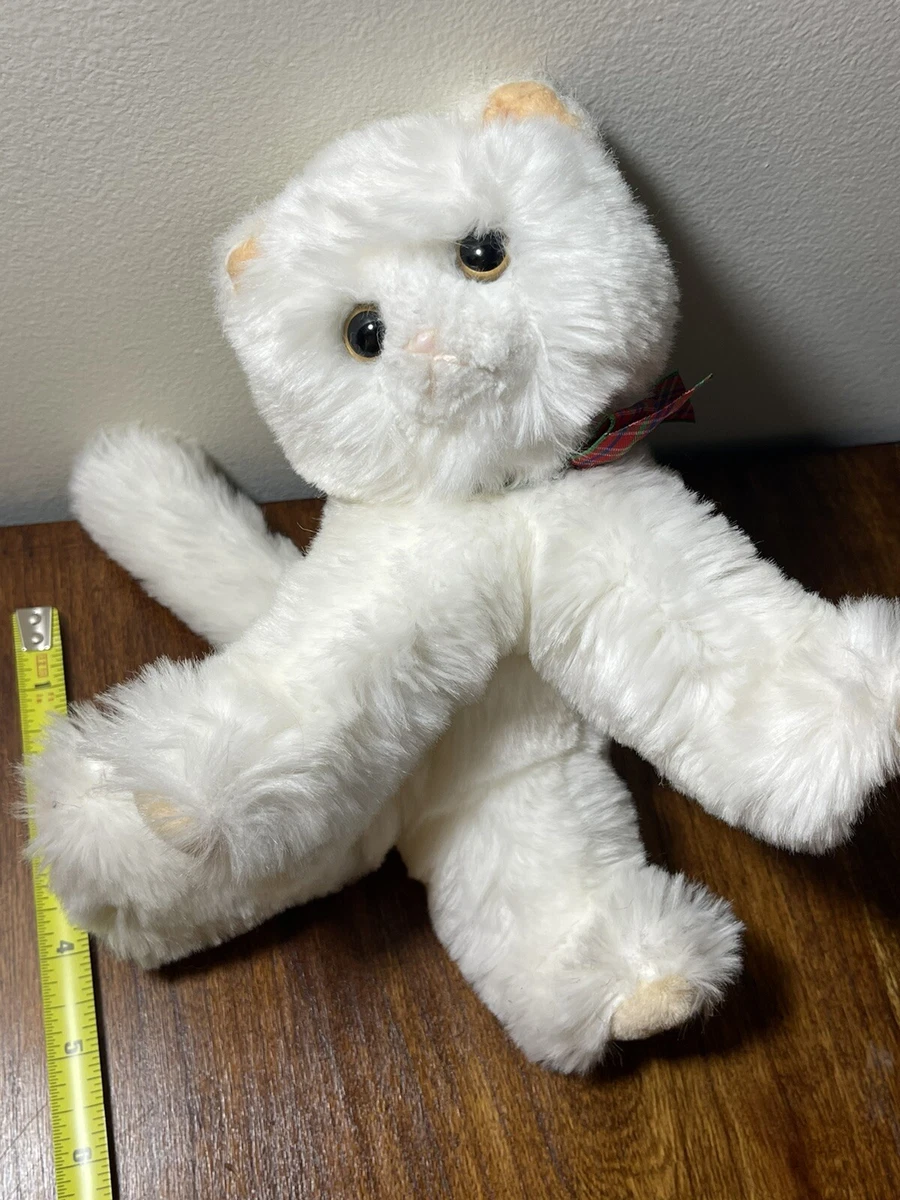 Vintage Russ Berrie Frisky White Kitty Cat Stuffed Animal Plush