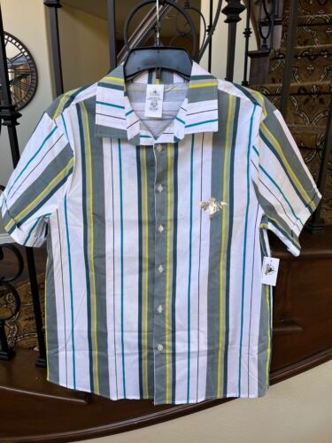 Disney Haunted Mansion Men’s White and Green Casual Button Down Shirt. Small NWT