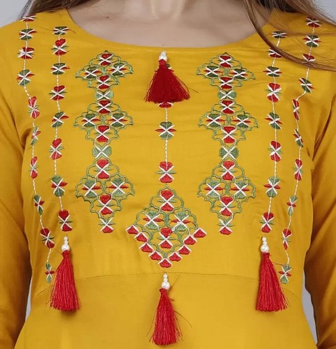 Mujeres Viscosa Rayón Anarkali Kurta Diseñador Indio Top Túnica Kurti Conjunto Vestido - Imagen 2 de 4