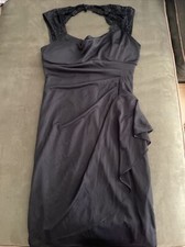 10 Scarlett Black Lace Event Dress Stretch Draped Party Cocktail Dress