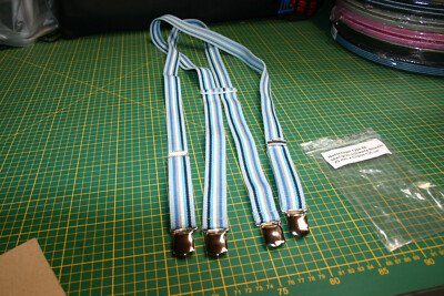 Hosenträger Type 48 blau grau schwarz  Streifen  25 mm 4 Clips 135 cm