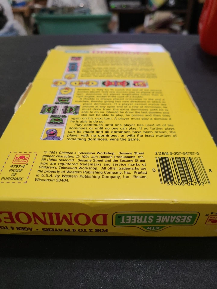 Juego completo vintage de dominó de Plaza Sésamo de Golden 1991 Big Bird Ernie nuevo Foto 3 de 4