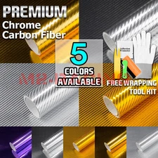 Chrome 3D 4D Carbon Fiber Car Vinyl Wrap Sheet Film Sticker Decal Bubble Free