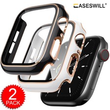 For Apple Watch SE 40mm 44mm 41mm 45mm Two-Color Hard Case With Screen Protector
