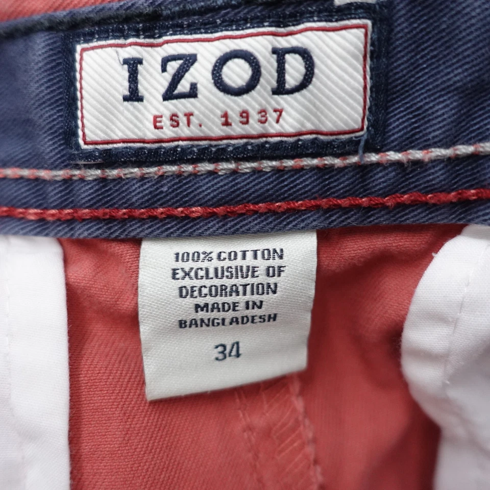 Pantalones Cortos Chinos Izod Para Hombre 34 Melocotón 100% Algodón Golf Bolsillos Cremallera Mosca Preppy Foto 3 de 4