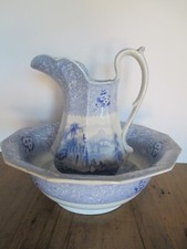 Antique 1830-40 W. ADAMS & SONS COLUMBIA STAFFORDSHIRE Wash Basin 13x13x4.5