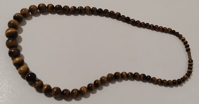 VINTAGE Smooth Spherical Tiger Eye Pearl Necklace cm 60 - 69 Pearls