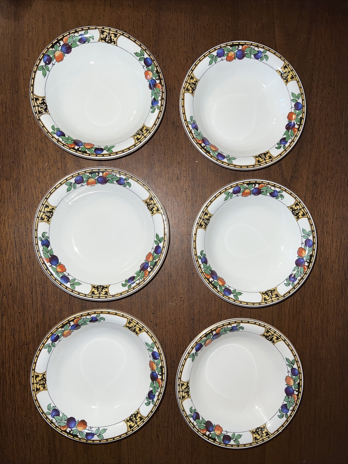 Rare Antique (1896-1920) John Maddock & Sons Royal Vitreous 6 Berry Bowls Exc