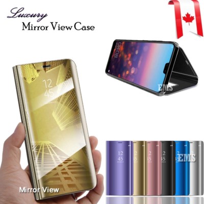 For Huawei P20 Lite P20 Pro Luxury Mirror View Clear Stylish Flip PU Case Cover