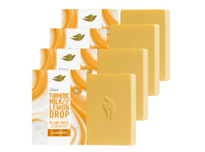 Plant Milk Cleansing Bar Soap Turmeric Milk & Lemon Drop Glow Booster 4 Count...