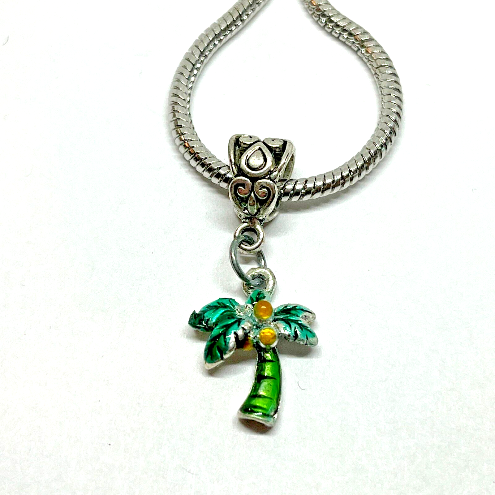 Palm Tree Vintage Retro Tropical Charm Dangle for European Bracelet or Necklace