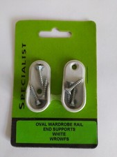2 x Oval Metal Wardrobe Rail Hanging End Supports Rail Brackets