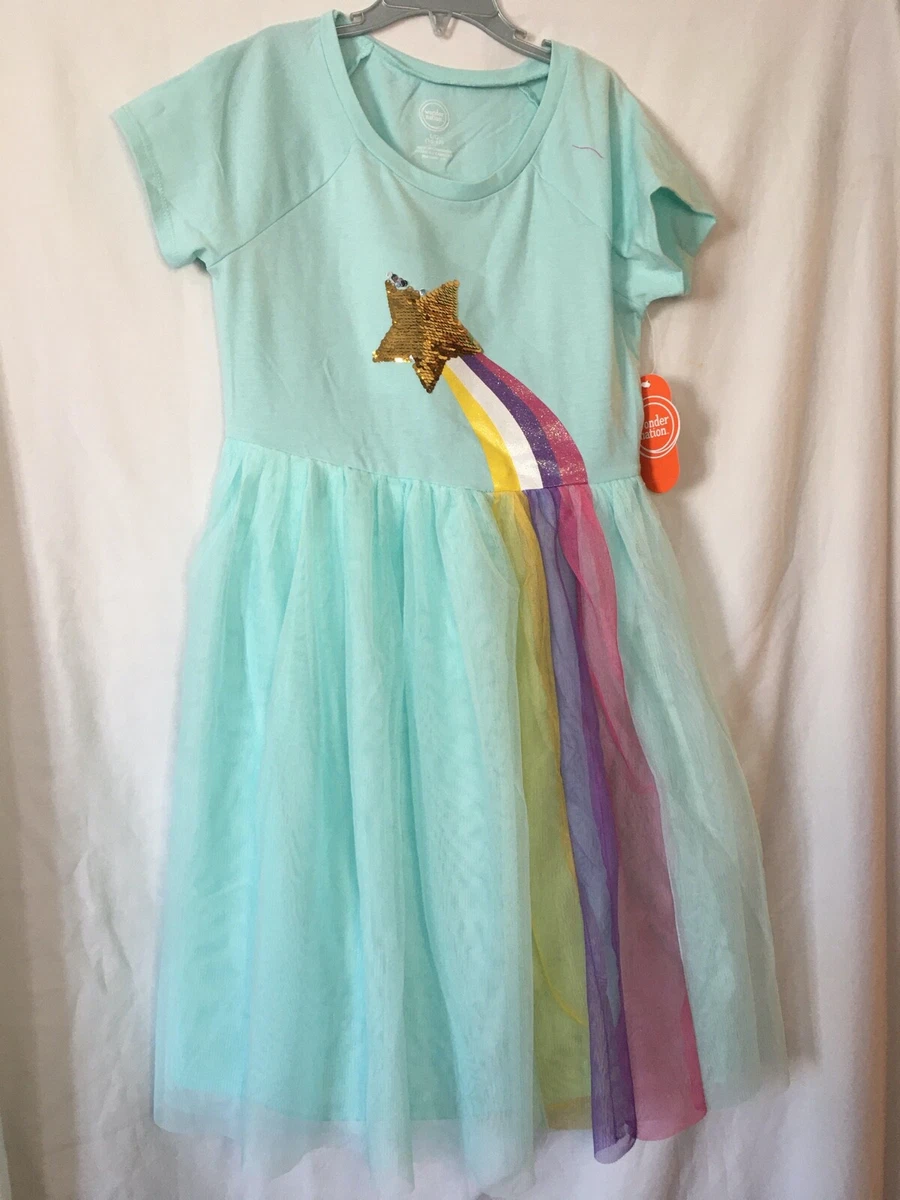NWT Wonder Nation Sequin Star Rainbow Tutu Tulle Dress Girls Blue many sizes