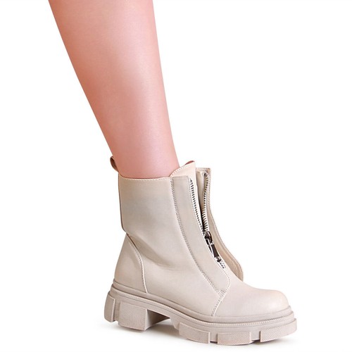 Stivaletti donna plateau worker biker boots zip - Foto 6 di 12