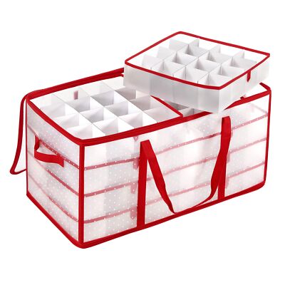 SONGMICS Large Christmas Ornament Storage Boxes 3-Inch Balls 8 Trays 128 Slots
