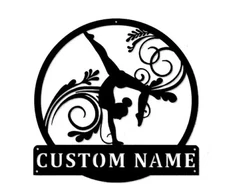 Personalized Gymnastic Girl Metal name sign Home Decor Decorative Wall Art Gift