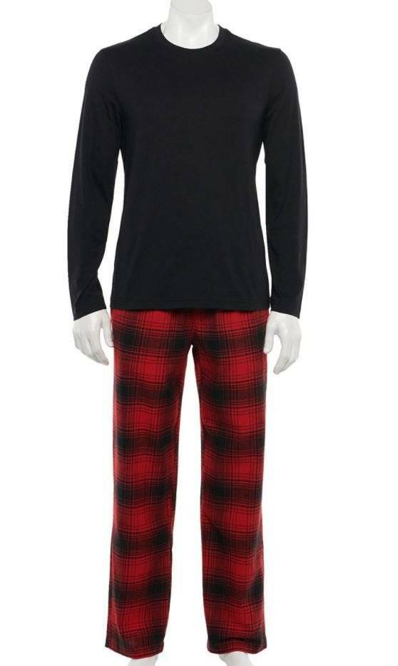 Pigiama uomo pezzi Croft Barrow nero top e rosso pantaloni a