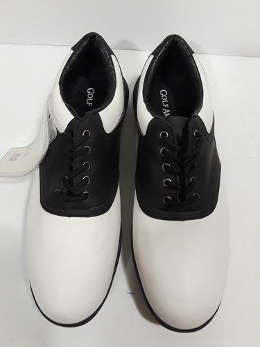 GOLF AMERICA Spikes Mens 9 Classic Black White Leather Saddle Shoes Cleats - Picture 10 of 12