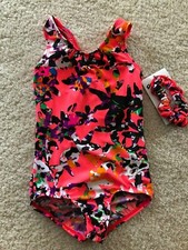 NWT GK Elite Coral Pink Abstract Print Dance Gymnastics Leotard Child Sizes