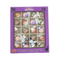Radko Shiny Brite Halloween Mini Ornaments 20 pc Set Red Silver Purple Cats Bats