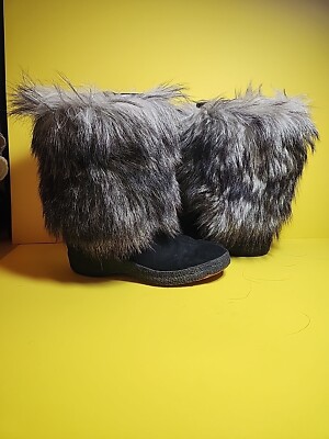 WOMENS BALLY POLAR SWITZERLAND  FUR/LEATHER WEDGE WINTER APRES SKI BOOTS  7