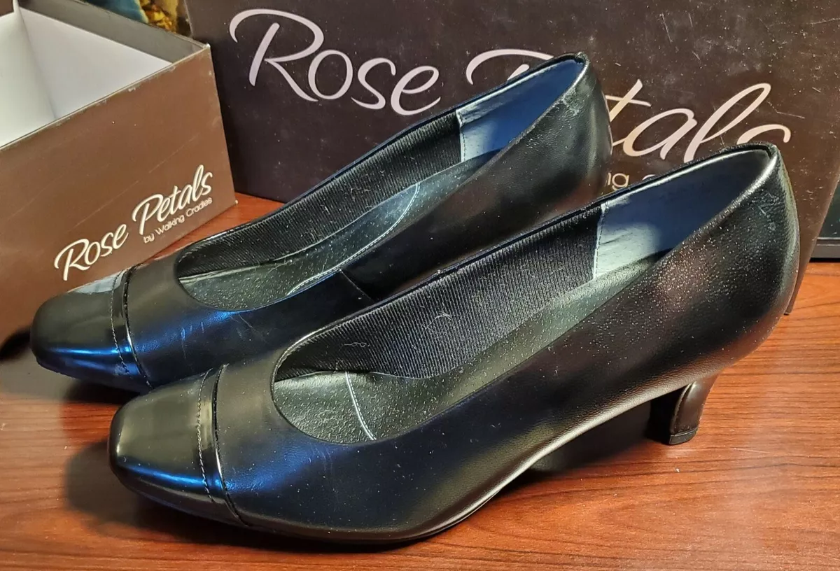 ROSE PETALS BY WALKING CRADLES WOMEN S RACE BLACK KIDSKIN PUMPS