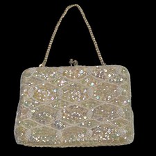 Vintage Iridescent Sequin Bead Evening Bag Small Bridal Purse Clutch Hong Kong