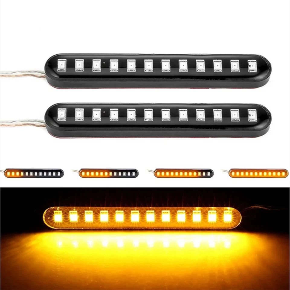 2 Piezas 12 Tiras de Luz de Señal de Giro Trasera para Motocicleta Parpadeo de Agua Fluyente LED Foto 4 de 4